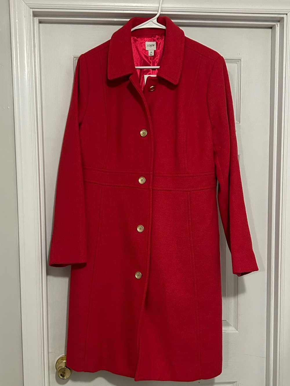 J. Crew Vibrant Red Wool Pea Coat